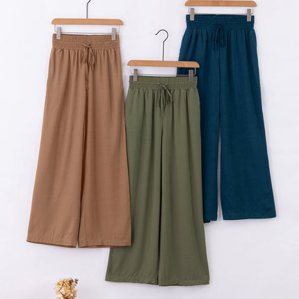 Kenzie Drawstring Elastic Waist Casual Wide Leg Pants-3